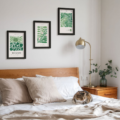Lot de 3 tableaux Un ensemble de feuilles vertes et de plantes de formes variées