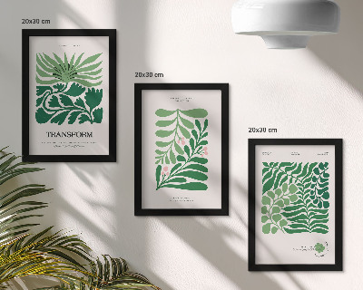 Lot de 3 tableaux Un ensemble de feuilles vertes et de plantes de formes variées