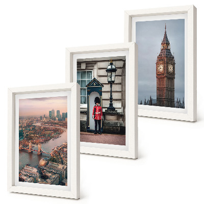 Ensemble de 3 tableaux Vues de Londres avec le pont et le garde de Big Ben