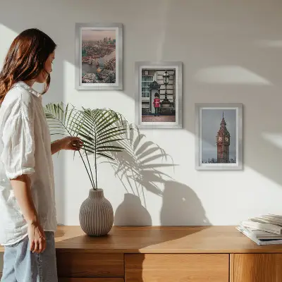 Ensemble de 3 tableaux vues de Londres avec le pont et la tour de Big Ben