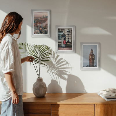 Ensemble de 3 tableaux Vues de Londres avec le pont et le garde de Big Ben