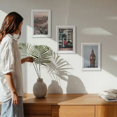 Ensemble de 3 tableaux vues de Londres avec le pont et la tour de Big Ben
