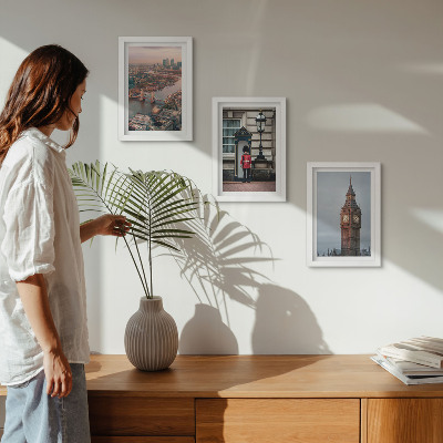 Ensemble de 3 tableaux Vues de Londres avec le pont et le garde de Big Ben