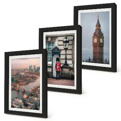 Ensemble de 3 tableaux vues de Londres avec le pont et la tour de Big Ben