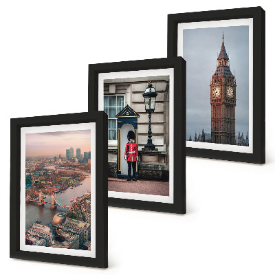 Ensemble de 3 tableaux Vues de Londres avec le pont et le garde de Big Ben