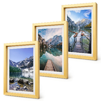 Mur de cadres Montagnes, lacs et jetées en bois sur l'eau