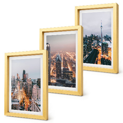 Lot de 3 tableaux Vues nocturnes de la ville avec ses gratte-ciel et ses lumières
