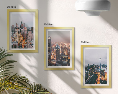 Lot de 3 tableaux Vues nocturnes de la ville avec ses gratte-ciel et ses lumières