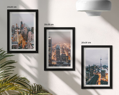 Lot de 3 tableaux Vues nocturnes de la ville avec ses gratte-ciel et ses lumières