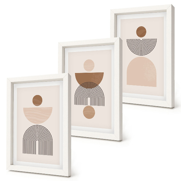 Ensemble de 3 tableaux Formes abstraites dans des tons de brun et de beige