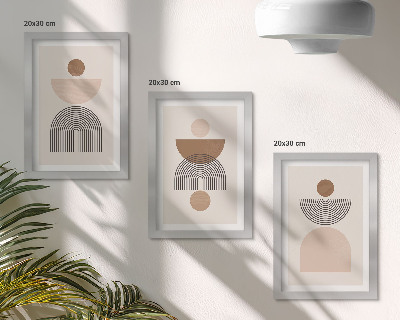 Ensemble de 3 tableaux Formes abstraites dans des tons de brun et de beige