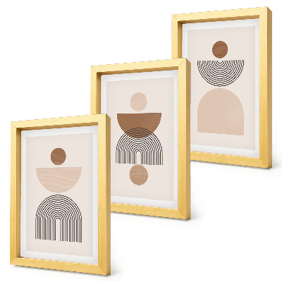 Ensemble de 3 tableaux Formes abstraites dans des tons de brun et de beige