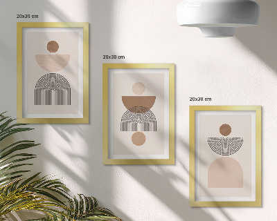 Ensemble de 3 tableaux Formes abstraites dans des tons de brun et de beige