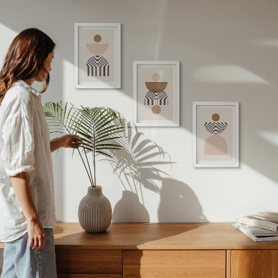 Ensemble de 3 tableaux Formes abstraites dans des tons de brun et de beige
