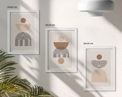 Ensemble de 3 tableaux Formes abstraites dans des tons de brun et de beige