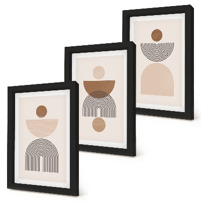 Ensemble de 3 tableaux Formes abstraites dans des tons de brun et de beige