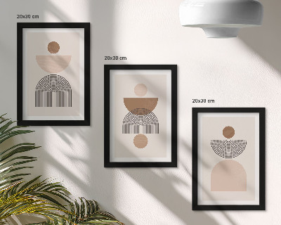 Ensemble de 3 tableaux Formes abstraites dans des tons de brun et de beige