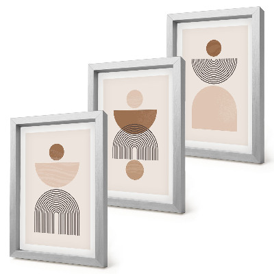 Ensemble de 3 tableaux Formes abstraites dans des tons de brun et de beige