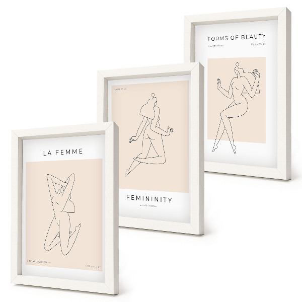 Mur de cadres Silhouettes linéaires de femmes dans des affiches minimalistes