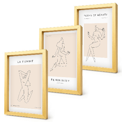 Mur de cadres Silhouettes linéaires de femmes dans des affiches minimalistes