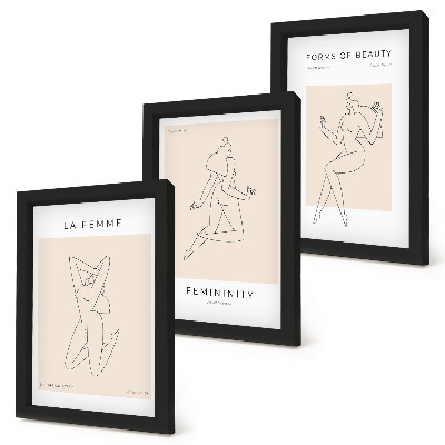 Mur de cadres Silhouettes linéaires de femmes dans des affiches minimalistes