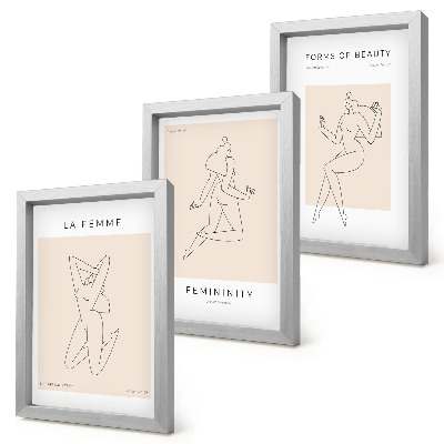 Mur de cadres Silhouettes linéaires de femmes dans des affiches minimalistes