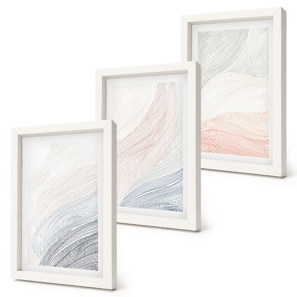 Lot de 3 tableaux Peinture abstraite de vagues sur carton aux couleurs pastel