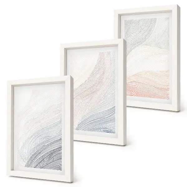 Lot de 3 tableaux peinture abstraite représentant des vagues sur carton aux couleurs pastel