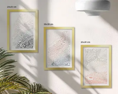 Lot de 3 tableaux peinture abstraite représentant des vagues sur carton aux couleurs pastel