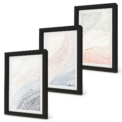 Lot de 3 tableaux Peinture abstraite de vagues sur carton aux couleurs pastel
