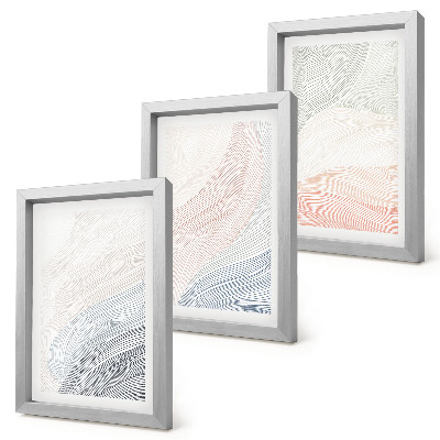 Lot de 3 tableaux Peinture abstraite de vagues sur carton aux couleurs pastel