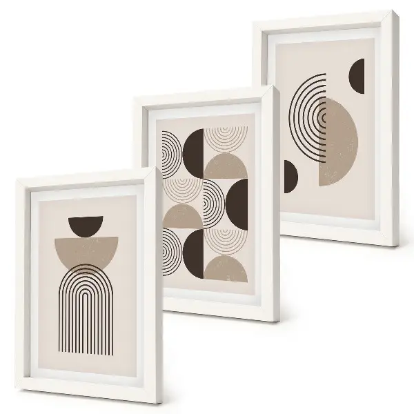 Ensemble de 3 tableaux motifs géométriques abstraits minimalistes