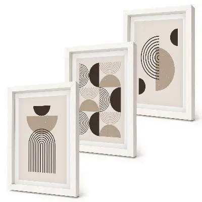 Ensemble de 3 tableaux motifs géométriques abstraits minimalistes