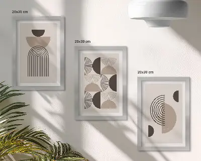 Ensemble de 3 tableaux motifs géométriques abstraits minimalistes