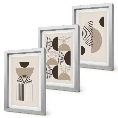 Ensemble de 3 tableaux motifs géométriques abstraits minimalistes