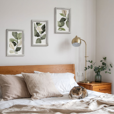 Mur de cadres Feuilles de plantes bohèmes délicates peintes