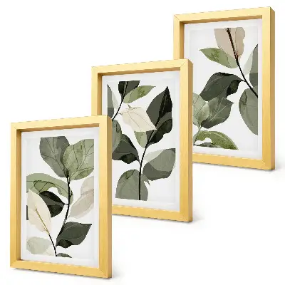 Mur de cadres avec motif de feuilles de plantes bohèmes délicates