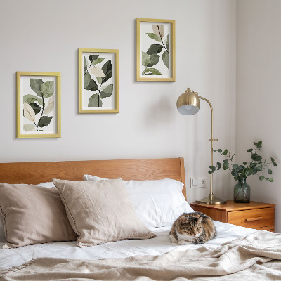 Mur de cadres Feuilles de plantes bohèmes délicates peintes