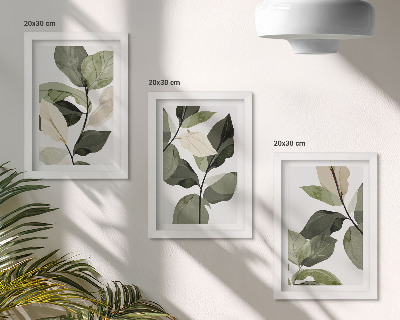 Mur de cadres Feuilles de plantes bohèmes délicates peintes