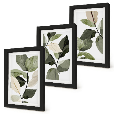 Mur de cadres Feuilles de plantes bohèmes délicates peintes