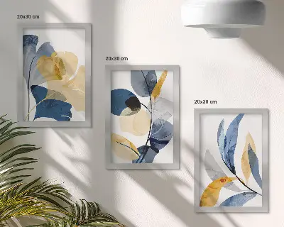 Lot de 3 tableaux avec motifs végétaux dans un style aquarelle