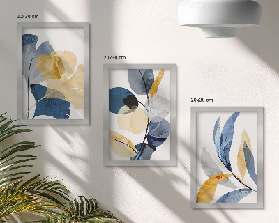Lot de 3 tableaux Motifs végétaux dans un style aquarelle
