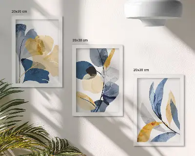 Lot de 3 tableaux avec motifs végétaux dans un style aquarelle