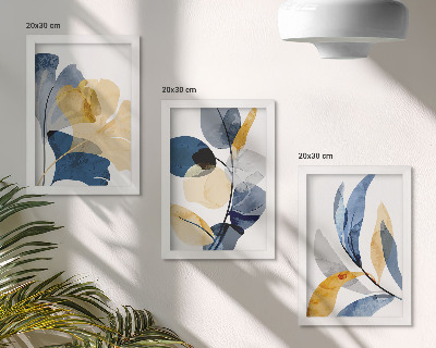 Lot de 3 tableaux Motifs végétaux dans un style aquarelle