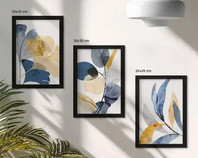 Lot de 3 tableaux avec motifs végétaux dans un style aquarelle
