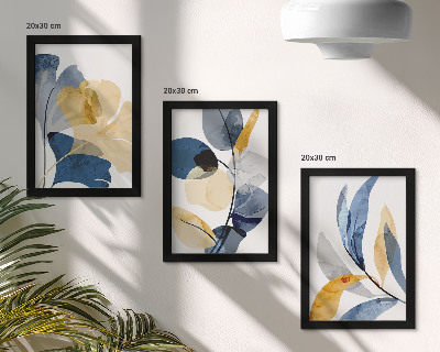 Lot de 3 tableaux Motifs végétaux dans un style aquarelle