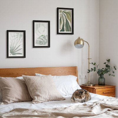 Ensemble de 3 tableaux Feuilles de plantes dans des tons de vert et de gris