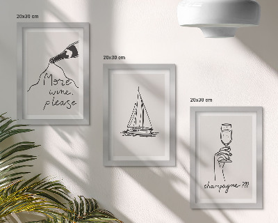 Mur de cadres Verre à champagne style linéaire en forme de voilier