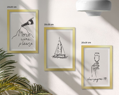 Mur de cadres Verre à champagne style linéaire en forme de voilier