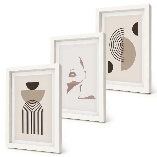 Tableaux formes géométriques abstraites et silhouette de visage lot de 3 pièces